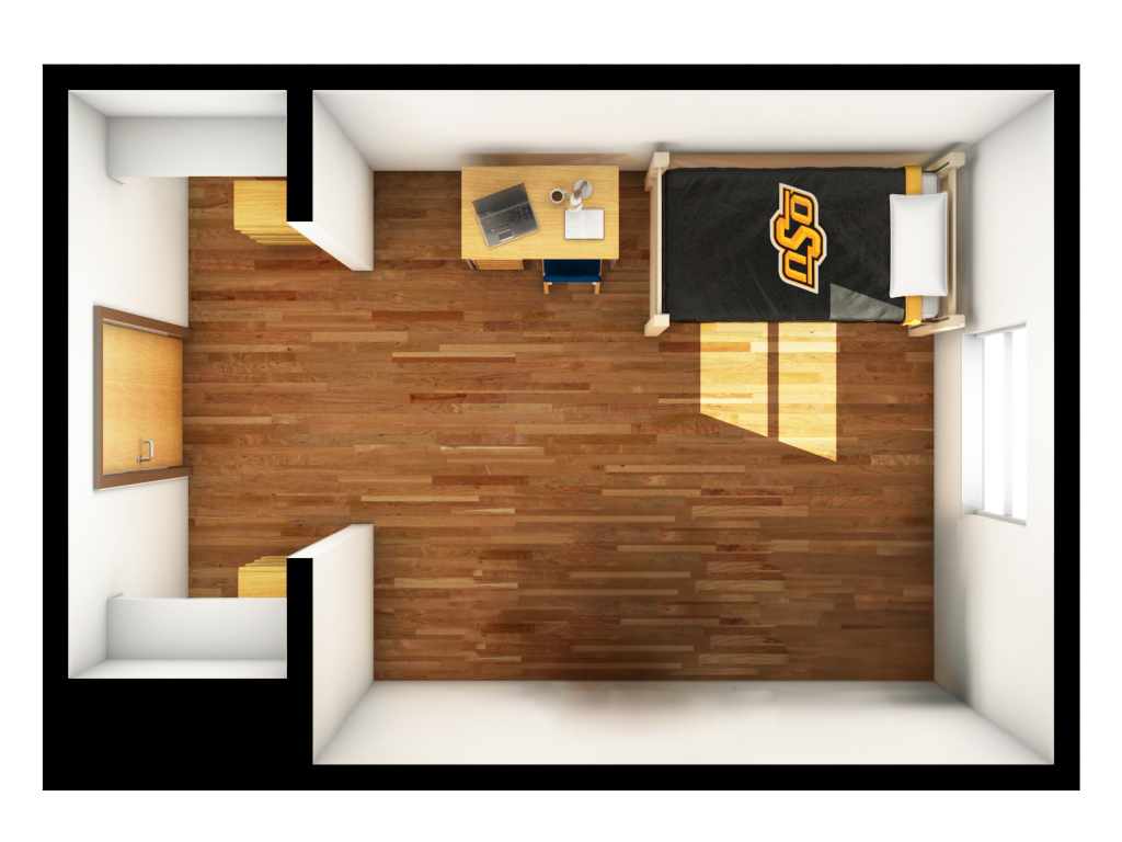 Commons floor plan for one bed one desk